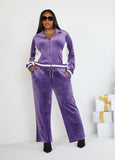 Plus Size Two Tone Velour Track Jacket Plus Size Y2K Streetwear Set