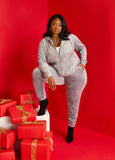 Plus Size Sequin Velour Pants Streetwear Y2K Two Piece Set