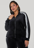 Stripe Trimmed Velour Track Jacket