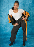 Plus Size two tone track joggers windbreaker fashion two piece set
