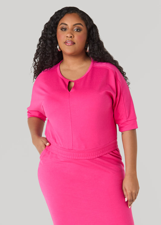 Plus Size Sweatshirt Plus Size Terry Cropped Casual Top Matching Set