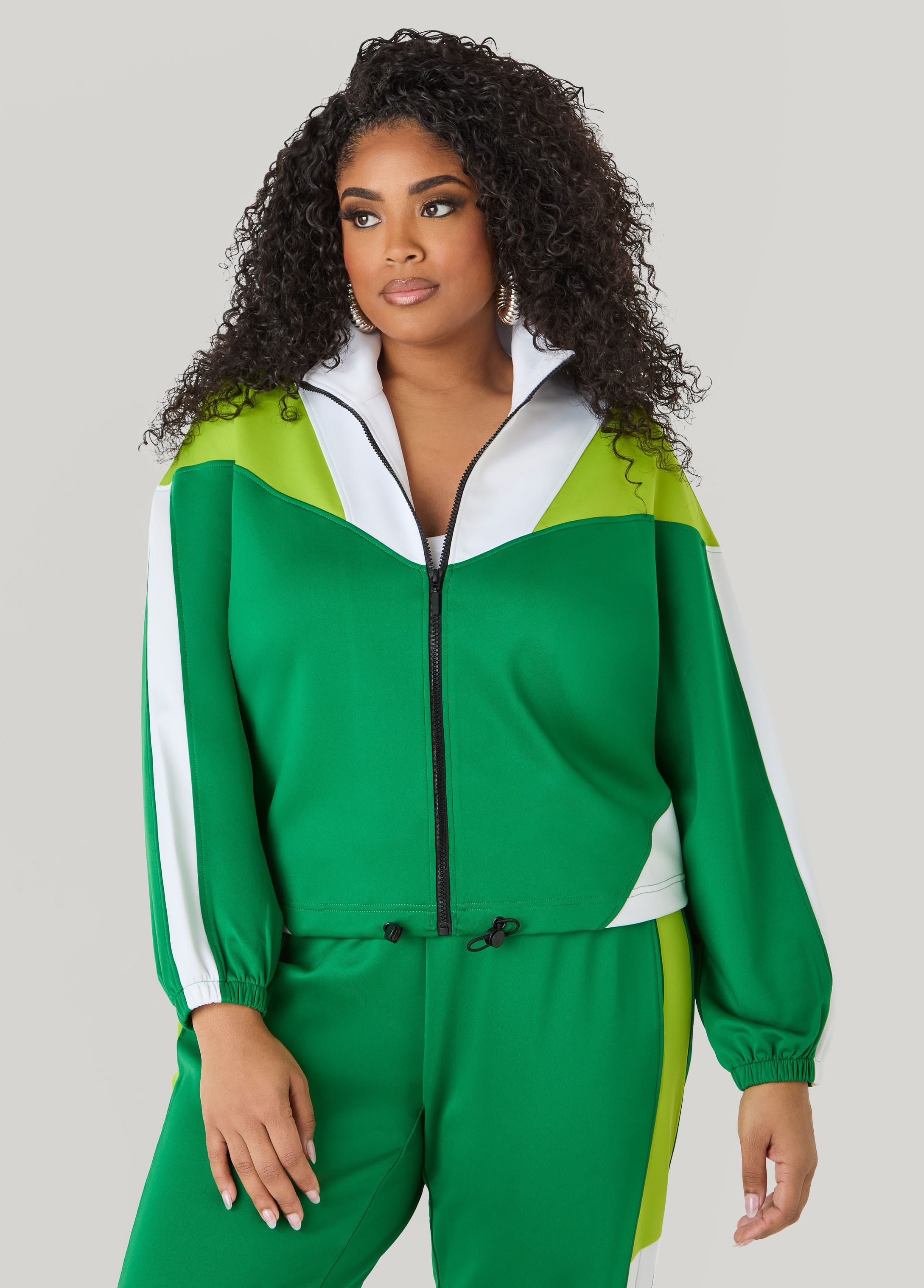 トップス holiday PUFF SLEEVE TRACK JACKET Drawstring Colorblock Track Jacket – Ashley Stewart