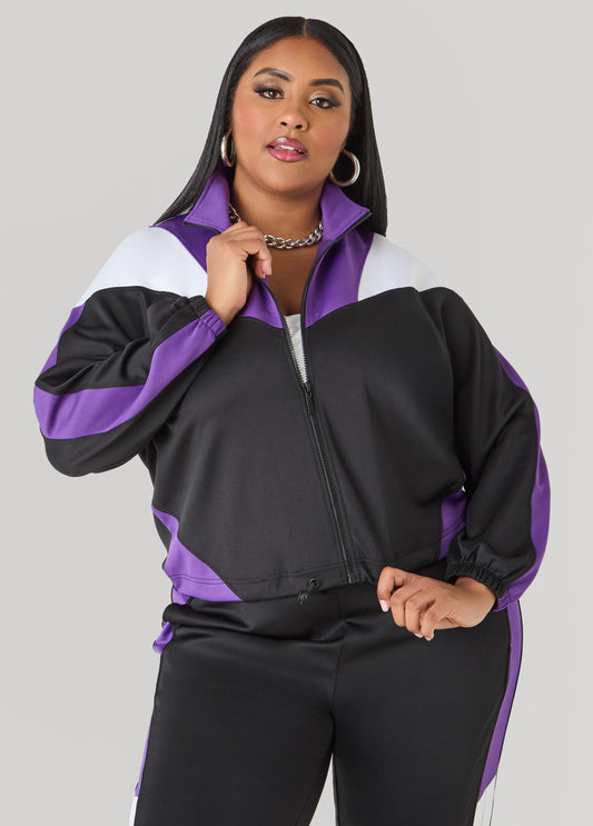 Plus Size track jacket plus size sweatshirt casual outerwear two piece set
