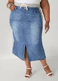 Denim And French Terry Maxi Skirt