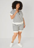 Zip Detailed Striped Pullover