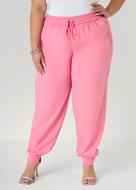 Plus Size activewear joggers pink two piece pants matching set