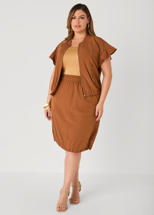 Slip On Drawstring Cargo Skirt
