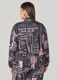 Newspaper Print Drawstring Jacket