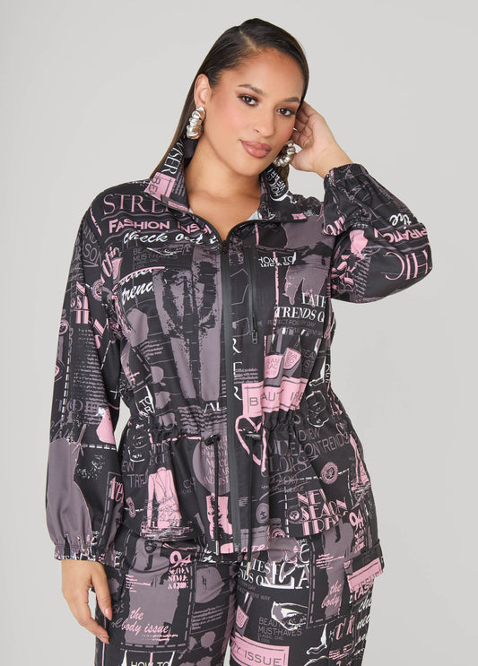 Newspaper Print Cargo Joggers