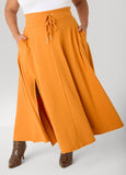 Side Split Drawstring Maxi Skirt