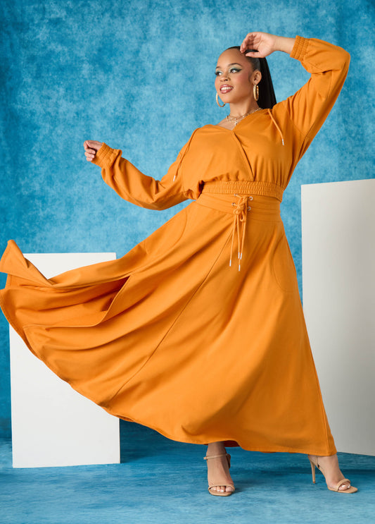 Plus Size Trendy Crop Skirt Athleisurecore Two Piece Set