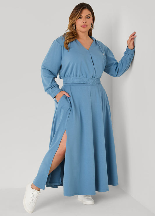 Drawstring Side Split Maxi Skirt