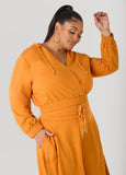 Cropped Faux Wrap Hoodie