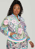 Plus Size Status Print Mesh Track Jacket