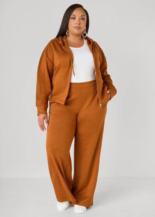 Ribbed Panel Wide Leg Pants