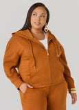 Ribbed Panel Zip Front Hoodie