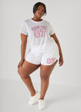 Graphic Print Mesh Shorts