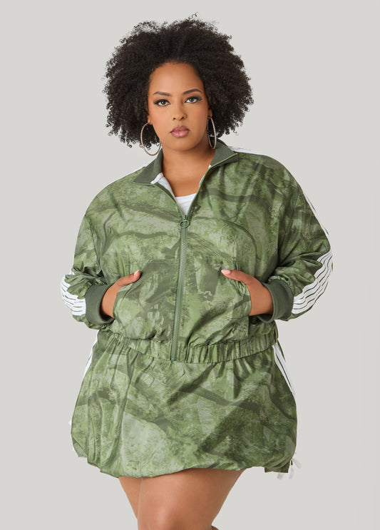 Camo Print Zip Front Jacket