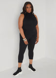 Ribbed Mock Neck Top And Capri Set