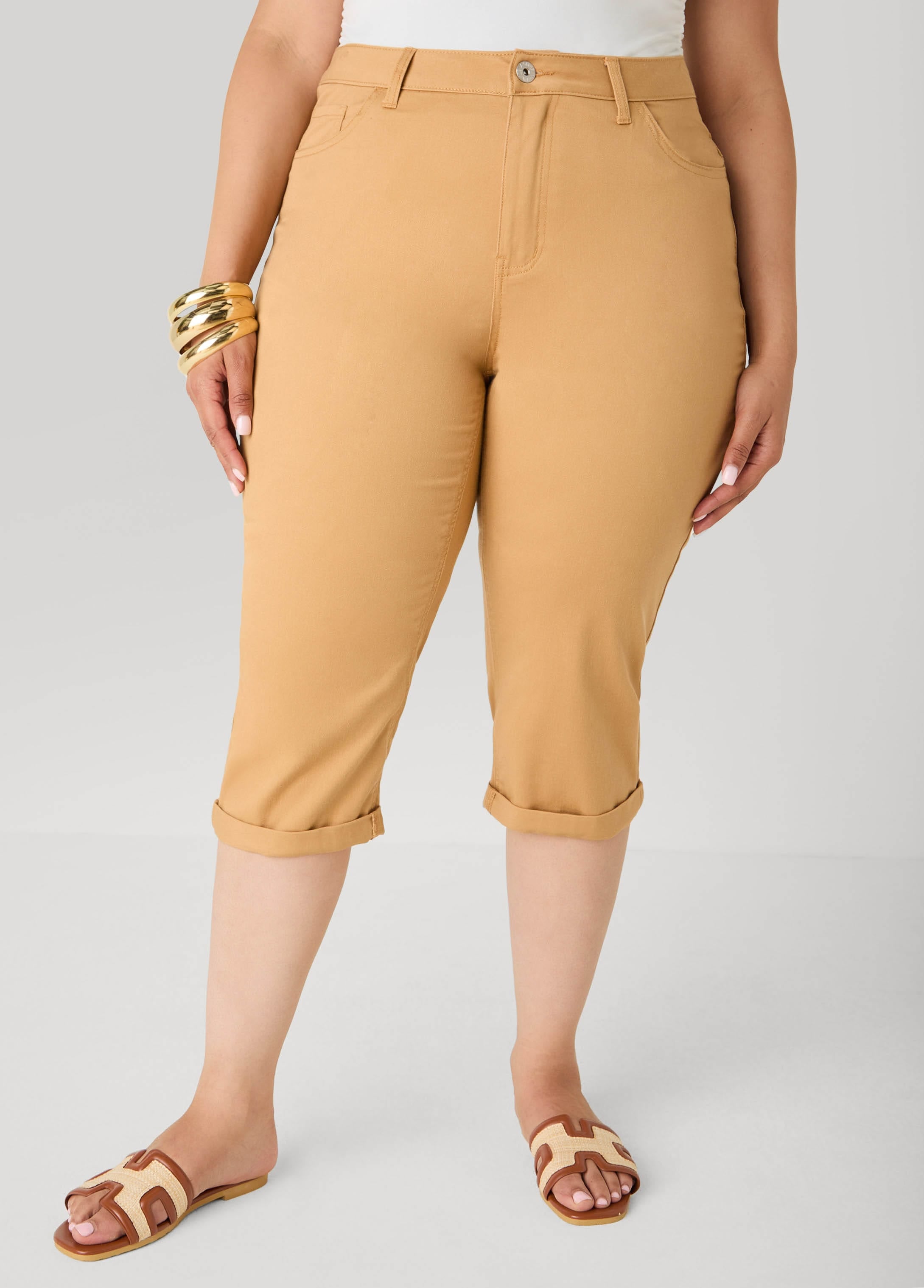 Cuffed Denim Capris – Ashley Stewart
