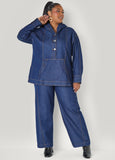 Button Front Denim Hoodie