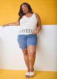 Plus Size High Waist Distressed Short Slimming Denim Shorts
