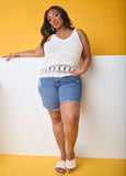 Plus Size High Waist Distressed Short Slimming Denim Shorts