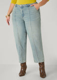 Plus Size Seam Detailed Straight Leg Jeans