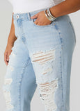 Mesh Paneled Distressed Jeans