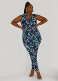 Leaf Print Denim Vest
