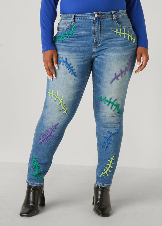 Embroidered Skinny Jeans