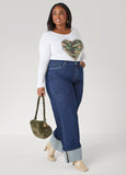 Cuffed Wide Leg Jeans