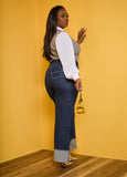 Cuffed Wide Leg Jeans