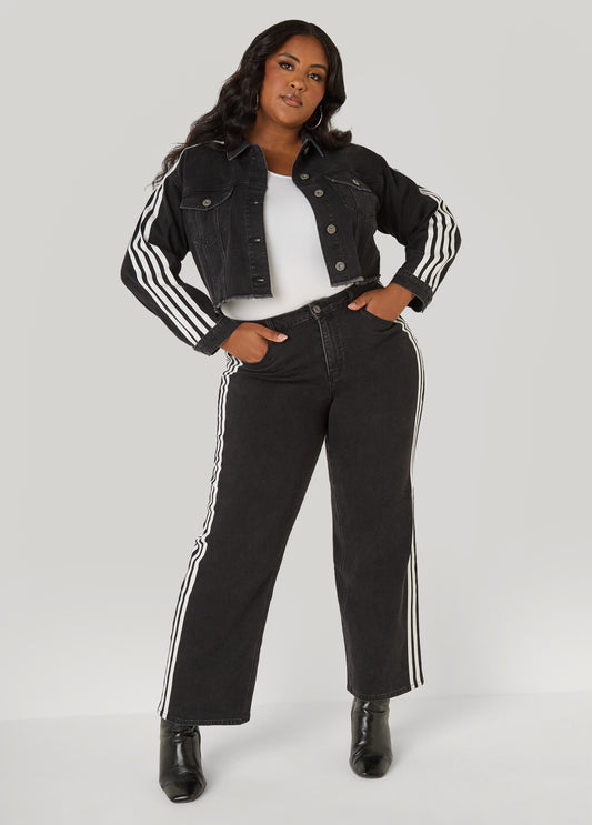 Striped Straight Leg Jeans