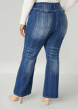 Textured Striped Flared Jeans
