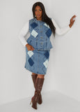 Patchwork Denim Peplum Vest