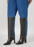 Faux Leather Paneled Skinny Jeans