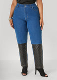 Faux Leather Paneled Skinny Jeans