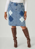 Patchwork Denim Skirt