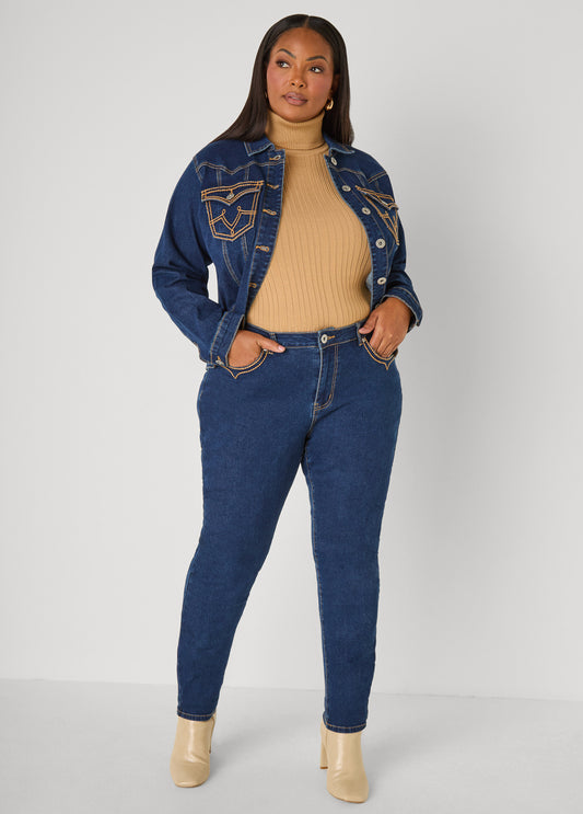 Stitch Detailed Skinny Jeans