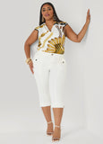 Flap Pocket Seamed Denim Capris