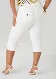 Flap Pocket Seamed Denim Capris