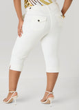 Flap Pocket Seamed Denim Capris