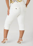 Flap Pocket Seamed Denim Capris