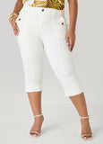 Flap Pocket Seamed Denim Capris
