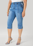 Plus Size High Waist Denim Capris Trendy Jean Capris