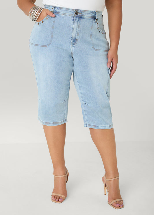 Grommet Denim Capris