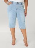 Grommet Denim Capris
