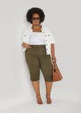 Cuffed Stretch Denim Capris