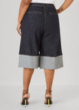 Cuffed Denim Bermuda Shorts